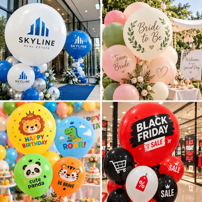 Pasadyang Logo Latex Balloons Wholesale: Pagpili ng Mga Laki ng Print