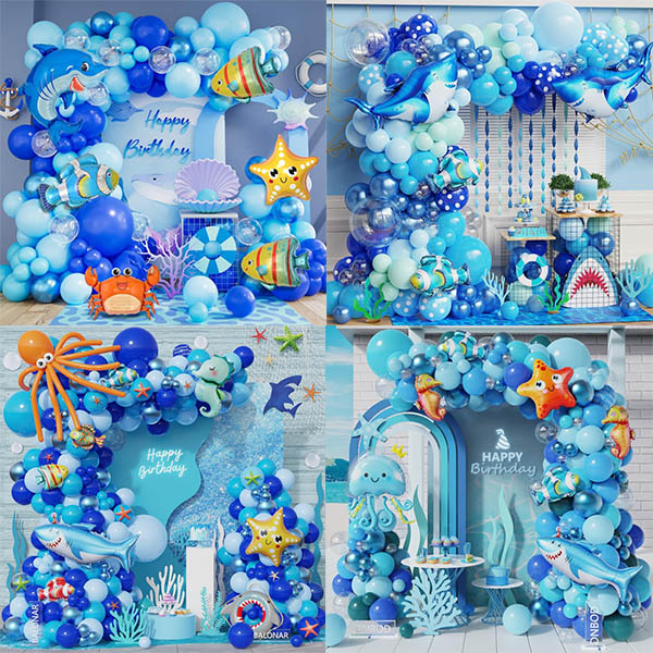 Balloon Garland na may Shark Foil Balloons