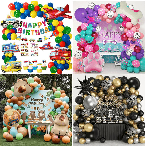 Birthday party balloon arch