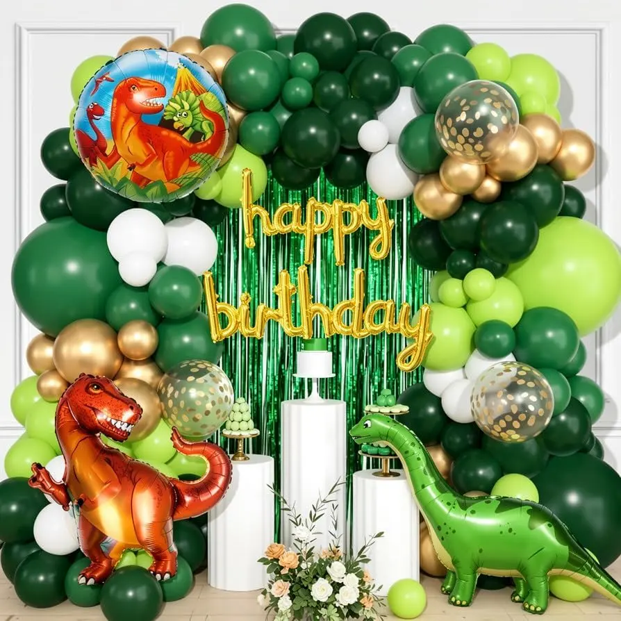 Dinosaur birthday balloon garland