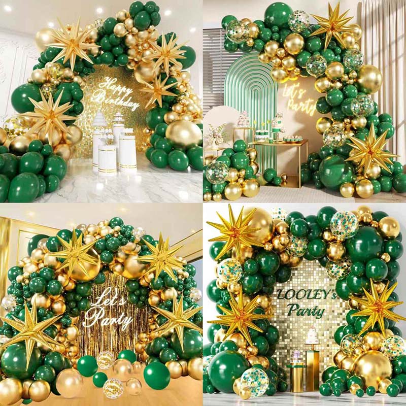 Green at Gold Balloon Arch