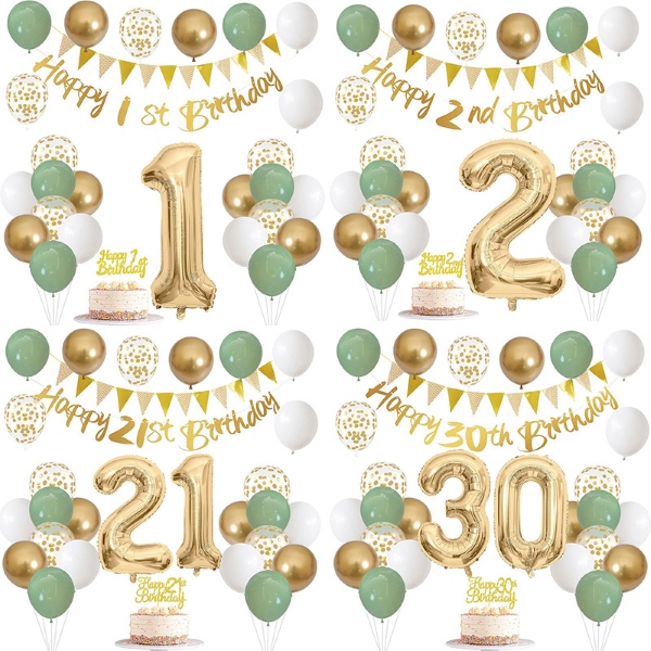 Green at gold color balloon kit