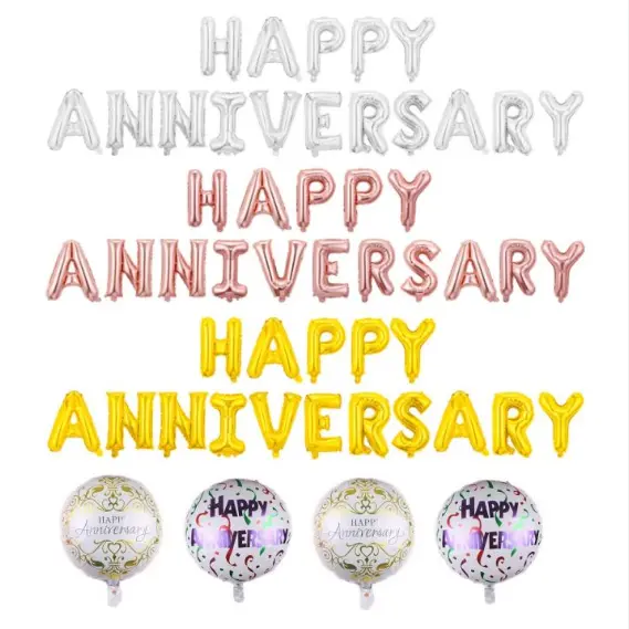 Maligayang anibersaryo ng dekorasyon ng foil balloon