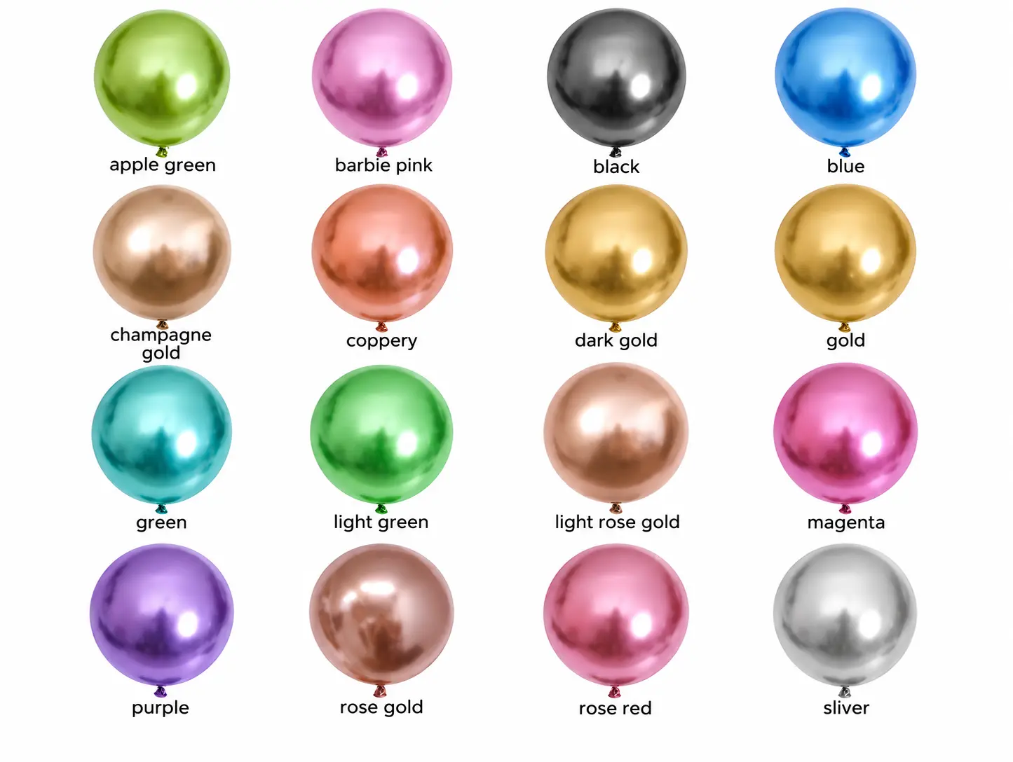 Borun Metallic latex balloon size and reflective color assortment for wholesale purchasing