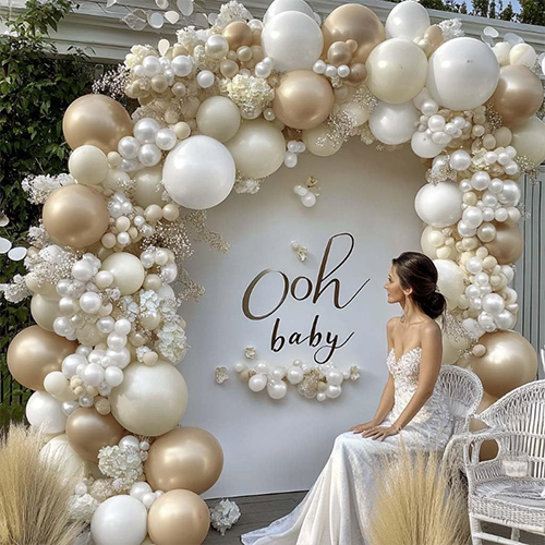 Pearl Bridal shower balloon arch