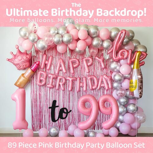 Pink Happy Birthday Balloon Set