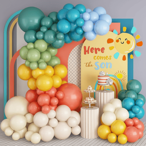 Retro rainbow balloon garland kit